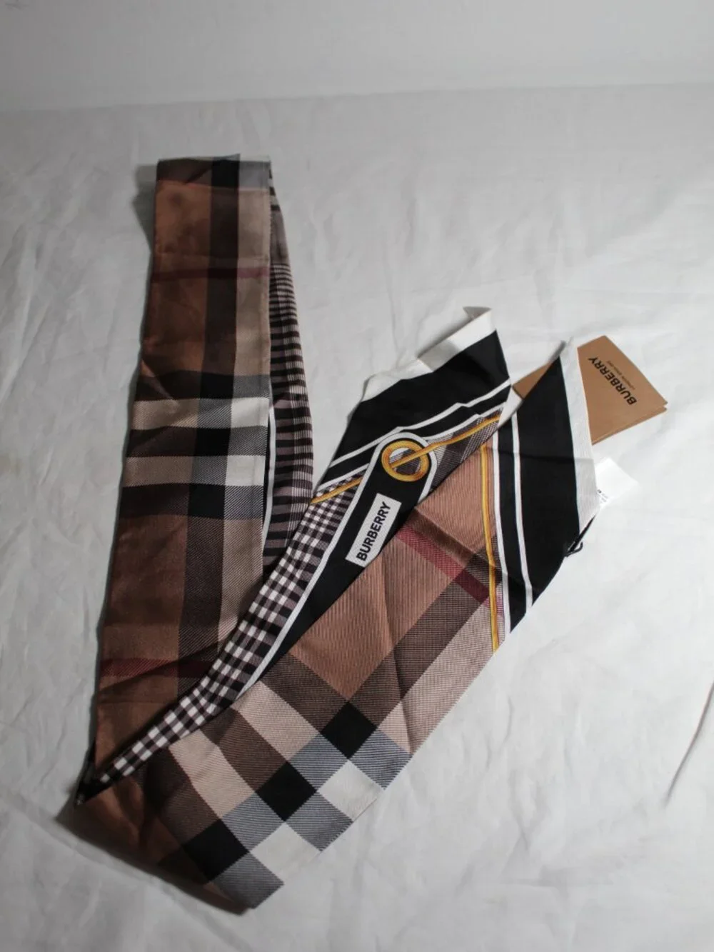 NWT Burberry Mixed Print Nova Check Skinny Scarf